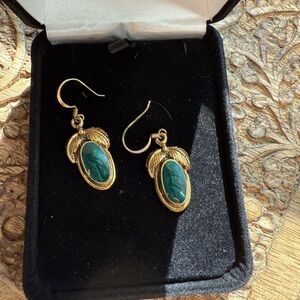 VTG copper toned earrings with enamel filling